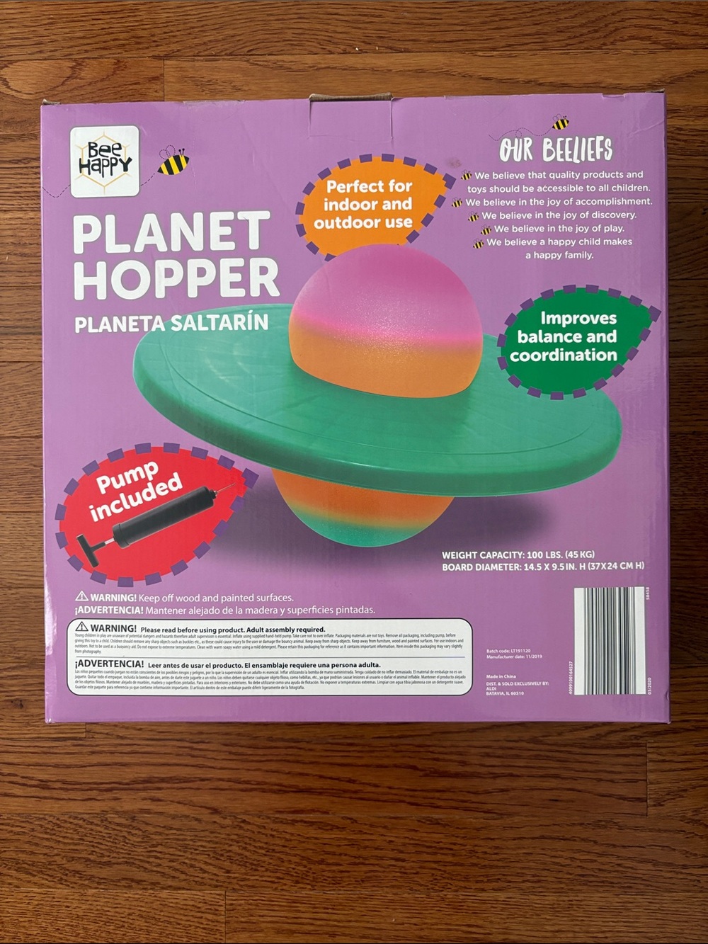 New in box- Planet Hopper Balance Trainer - Green with Pink & Orange Dome - Picture 3 of 6